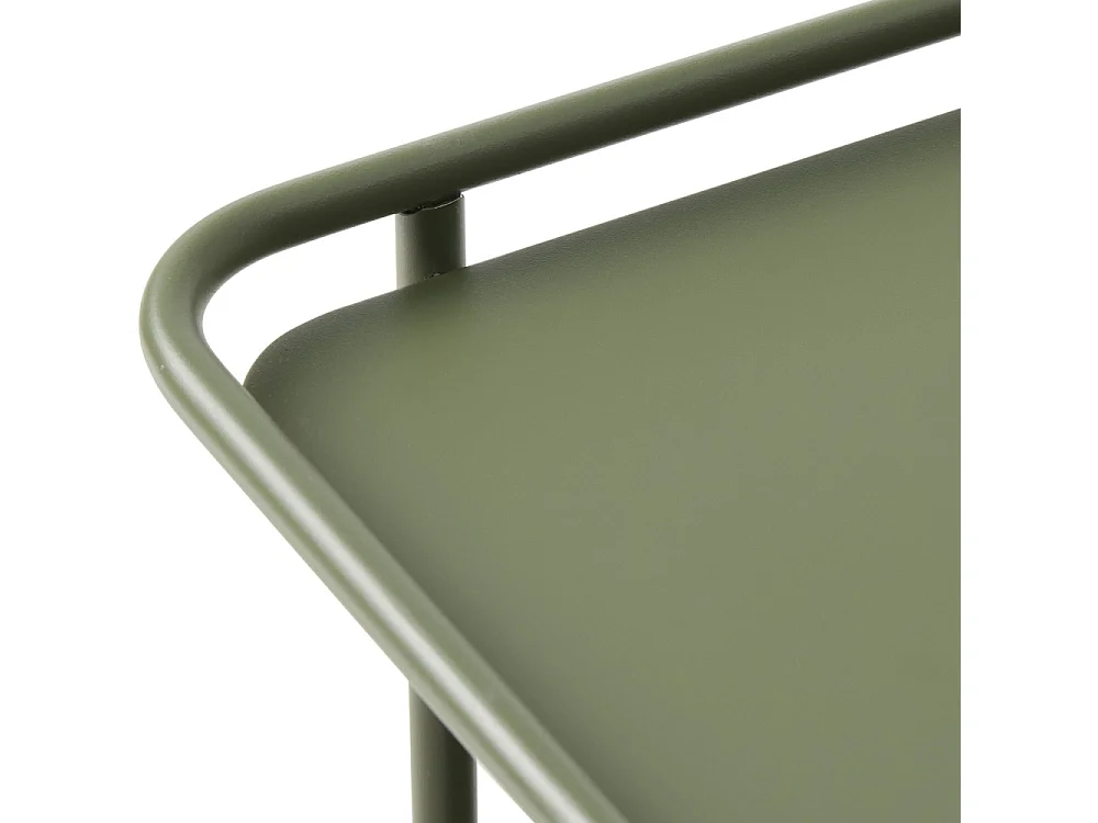 Saranda - Table d'appoint carrée 2 plateaux en métal 45x45cm - Vert olive