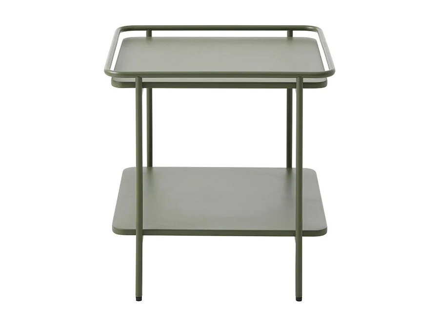 Saranda - Table d'appoint carrée 2 plateaux en métal 45x45cm - Vert olive