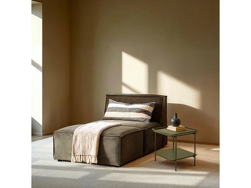 Saranda - Table d'appoint carrée 2 plateaux en métal 45x45cm - Vert olive