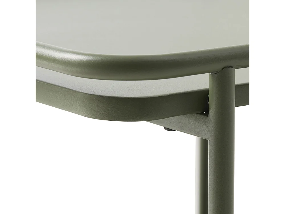 Saranda - Table d'appoint carrée 2 plateaux en métal 45x45cm - Vert olive