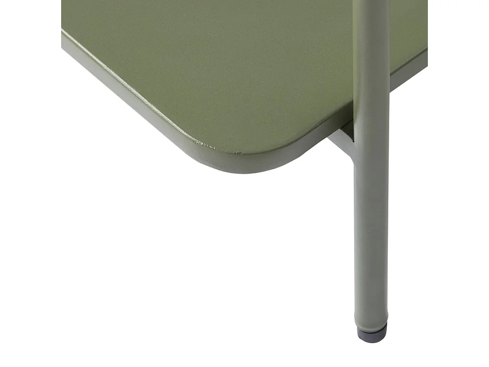 Saranda - Table d'appoint carrée 2 plateaux en métal 45x45cm - Vert olive