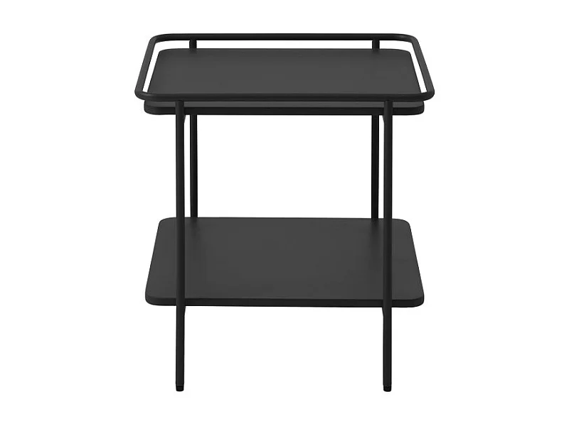 Saranda - Table d'appoint carrée 2 plateaux en métal 45x45cm - Noir