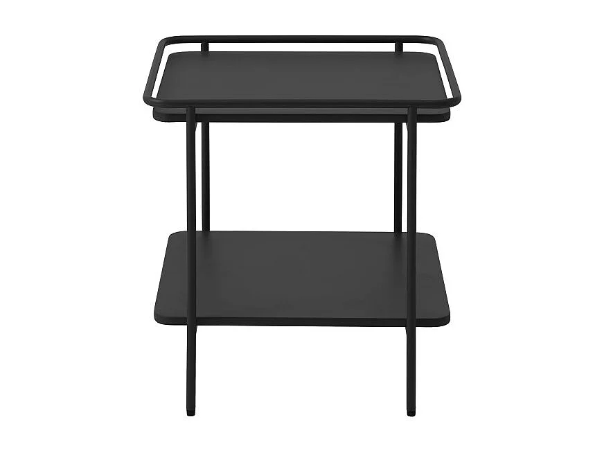 Saranda - Table d'appoint carrée 2 plateaux en métal 45x45cm - Noir