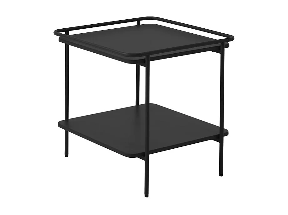 Saranda - Table d'appoint carrée 2 plateaux en métal 45x45cm - Noir