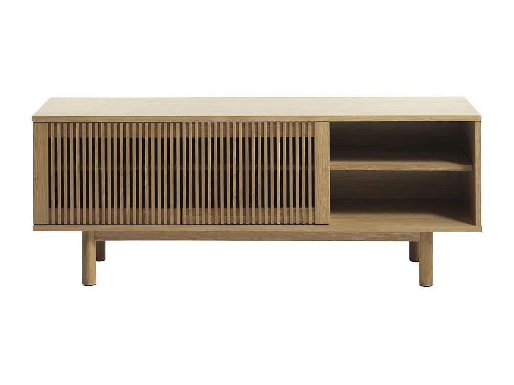 Berat - Meuble TV 2 portes en bois L143cm - Bois clair