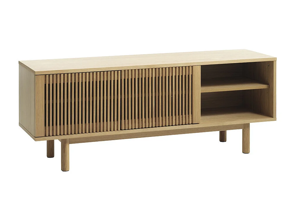 Berat - Meuble TV 2 portes en bois L143cm - Bois clair