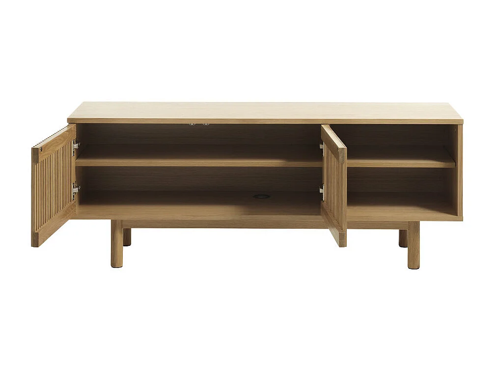 Berat - Meuble TV 2 portes en bois L143cm - Bois clair