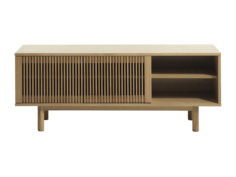 Berat - Meuble TV 2 portes en bois L143cm - Bois clair