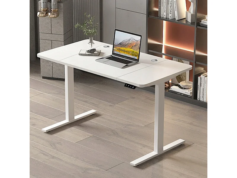 Biurko elektryczne podnoszone białe 160x80cm regulowane nowoczesne 72-118cm