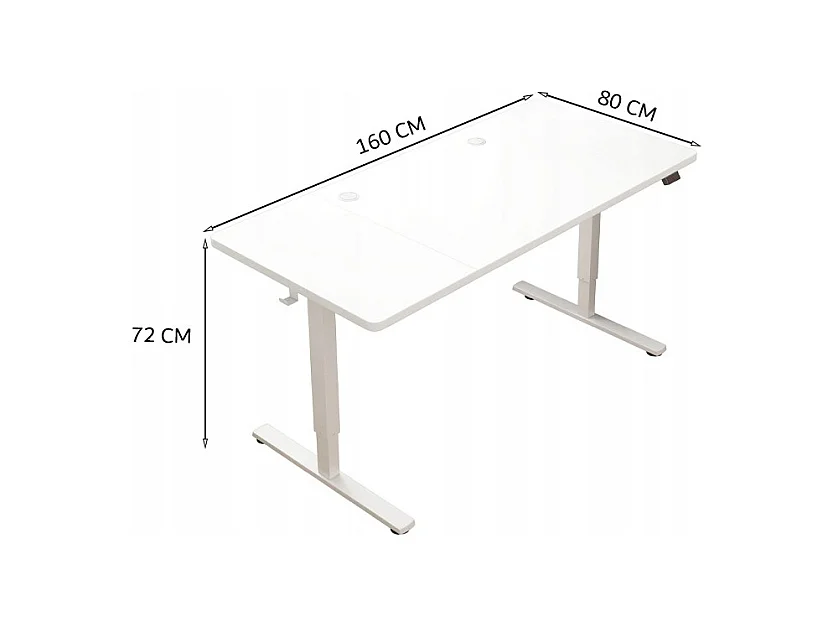 Biurko elektryczne podnoszone białe 160x80cm regulowane nowoczesne 72-118cm