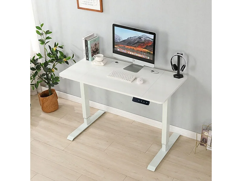Biurko elektryczne podnoszone białe 160x80cm regulowane nowoczesne 72-118cm