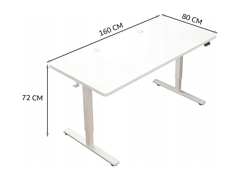 Biurko elektryczne podnoszone białe 160x80cm regulowane nowoczesne 72-118cm