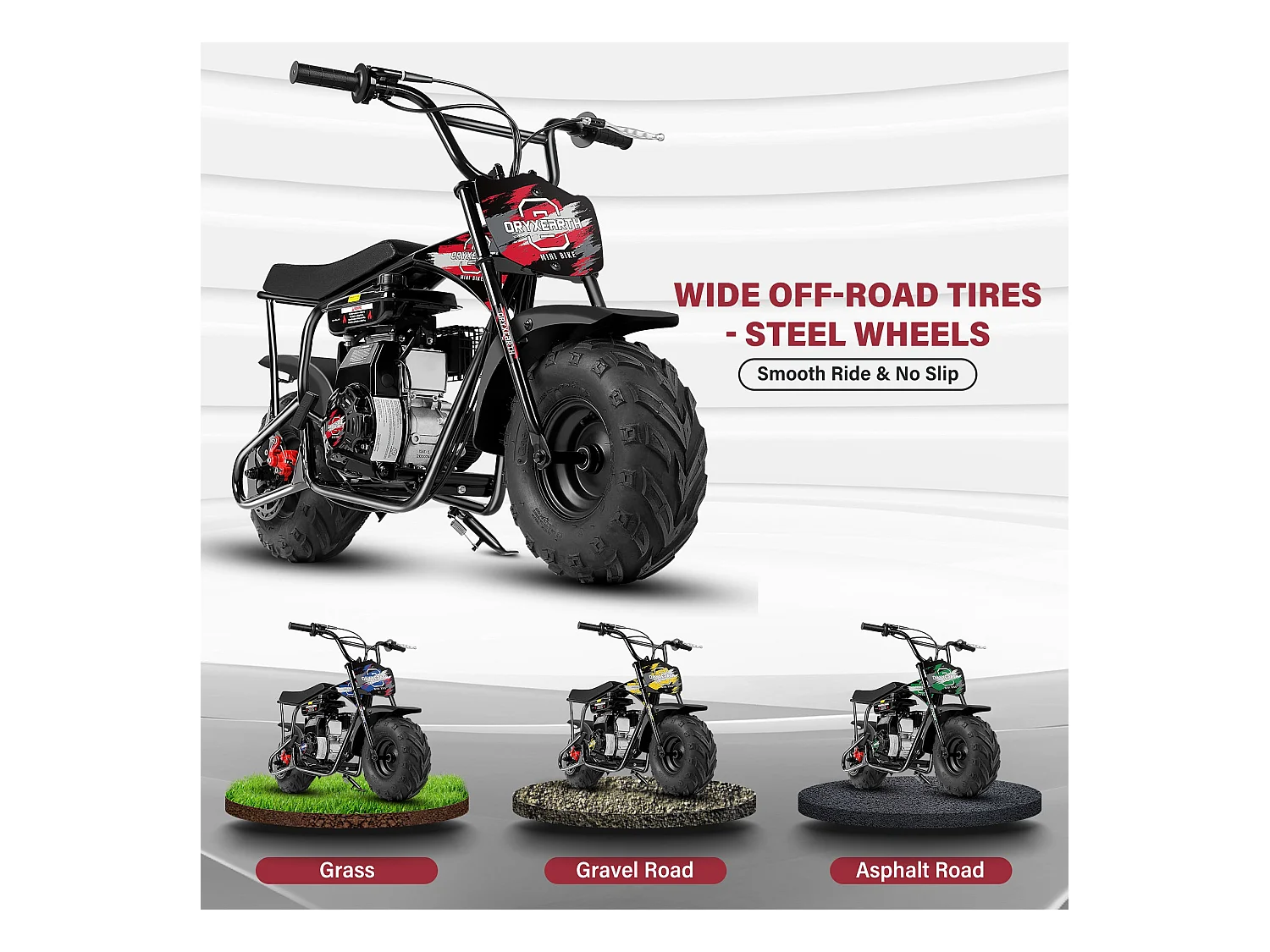 Oryxearth Mini Dirt Bike pour Enfants, 105CC 4 Temps - Moto Tout-Terrain à Essence pour Enfants, Moto Pocket Pit Trail - Certifiée EPA, Vitesse Max 45 km/h, Support