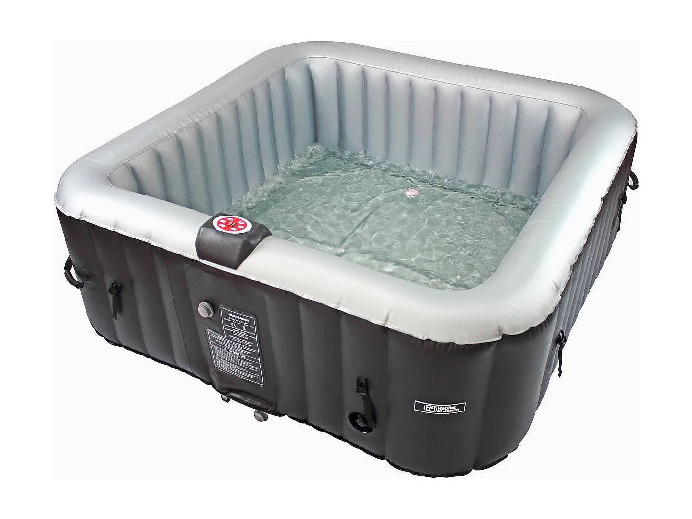 Spa insuflável "Nice" com anel flutuante LED - 6 lugares - Cinza/Preto