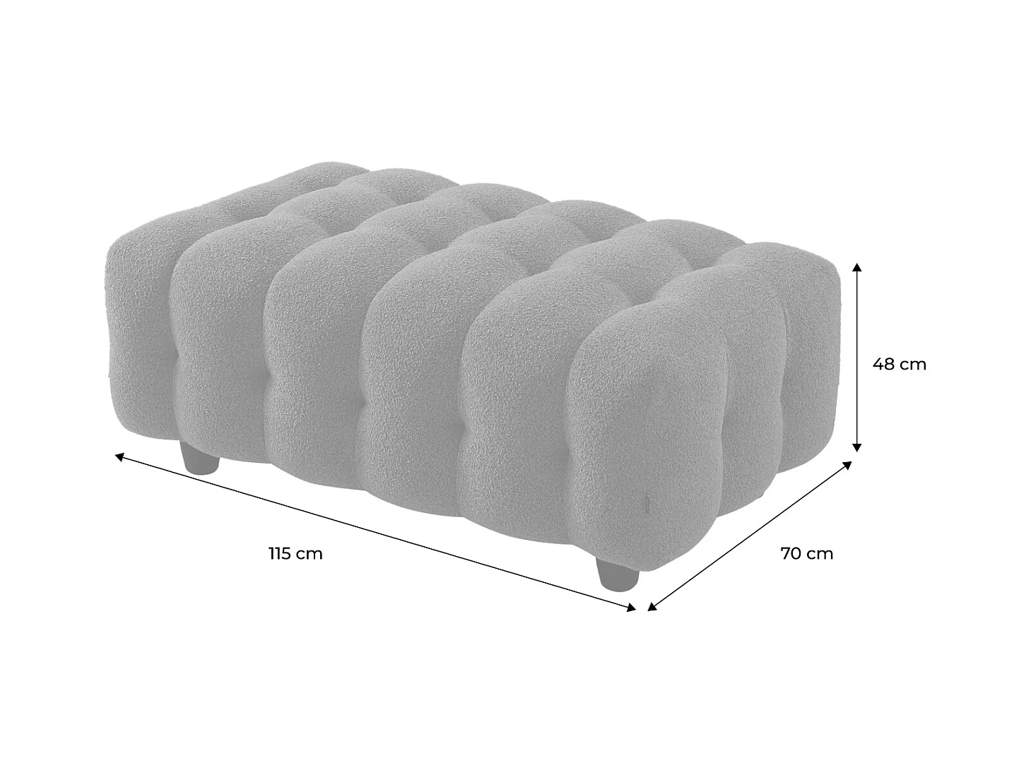 Pouf, poggiapiedi per divano 3 posti leon bouclé testurizzato, beige