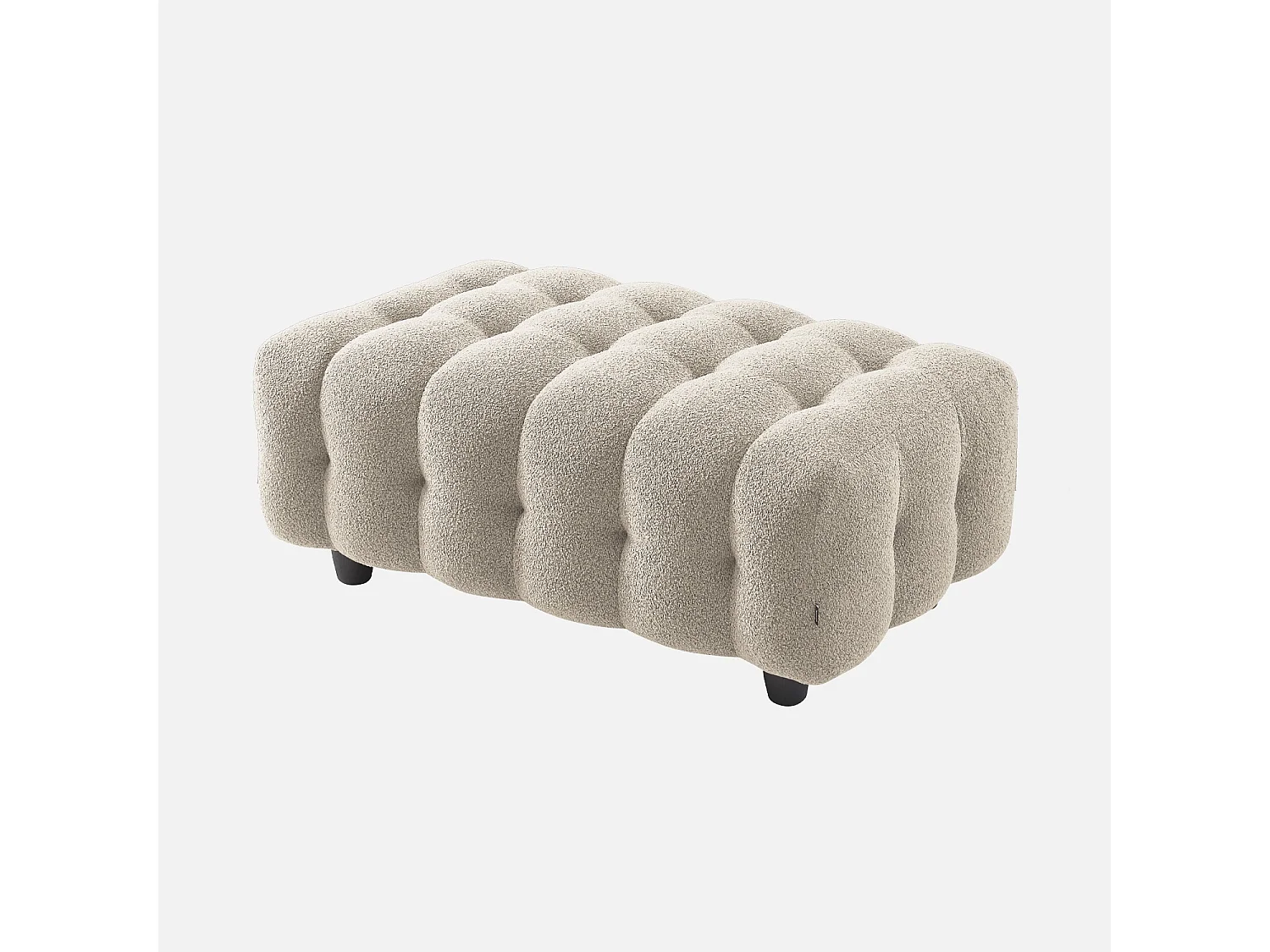 Pouf. module pour canapé. repose-pieds pour canapé d'angle 3 places en bouclette texturée beige L 115 x P 70 x H 48cm - Leon