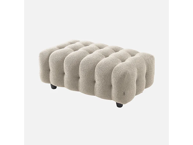 Pouf, poggiapiedi per divano 3 posti leon bouclé testurizzato, beige
