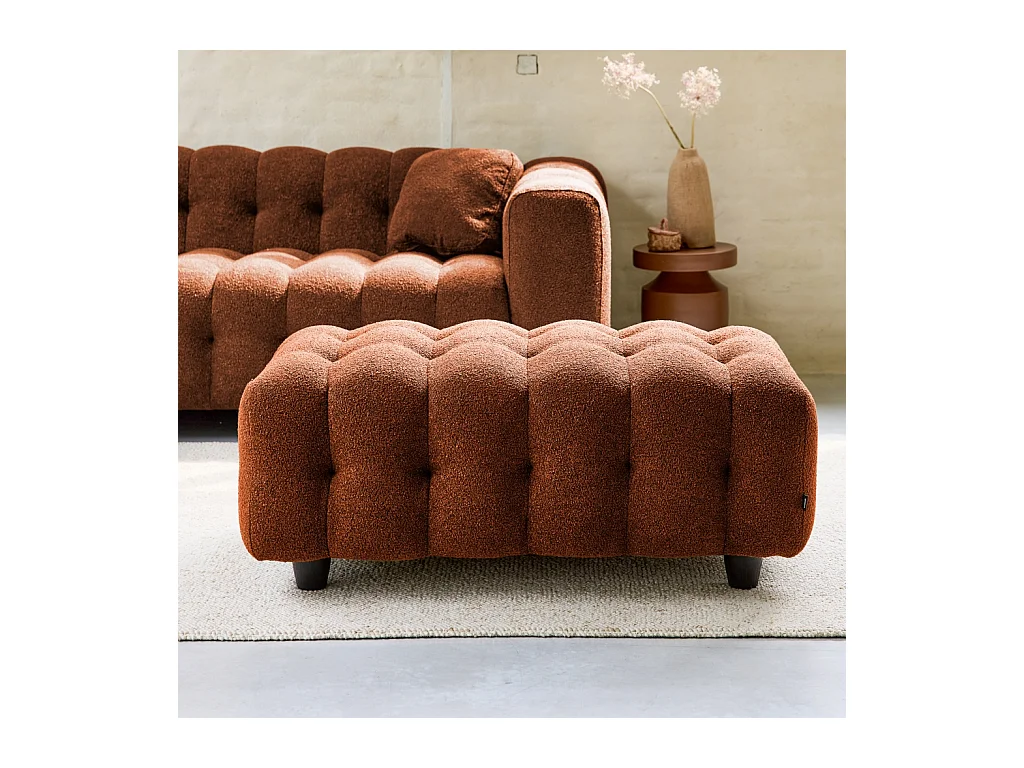 Pouf, poggiapiedi per divano 3 posti leon bouclé testurizzato,