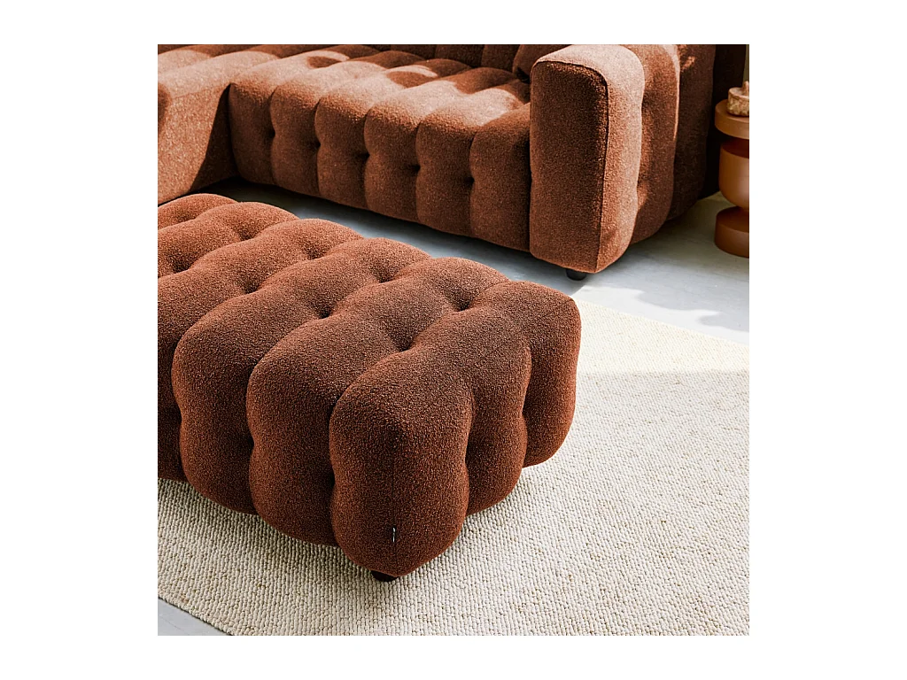 Pouf, poggiapiedi per divano 3 posti leon bouclé testurizzato,
