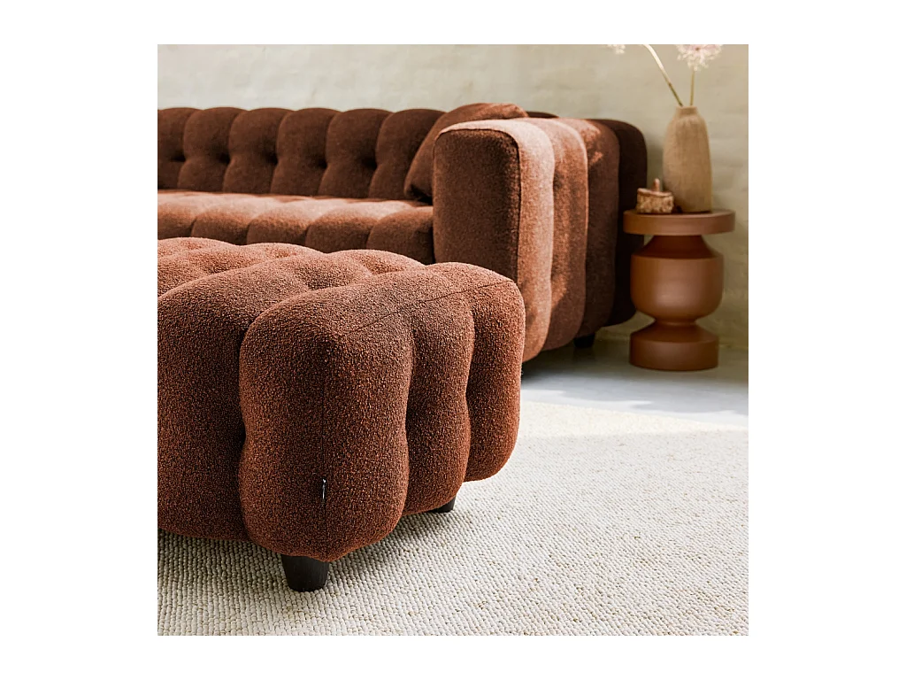Pouf, poggiapiedi per divano 3 posti leon bouclé testurizzato,