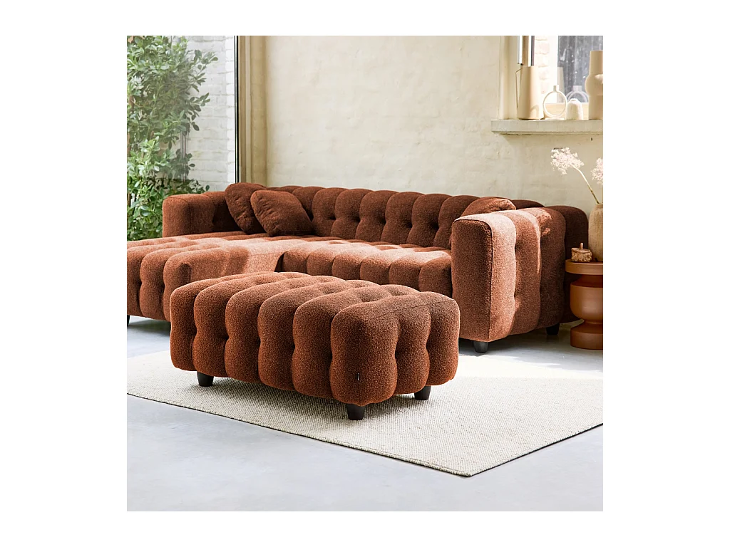 Pouf, poggiapiedi per divano 3 posti leon bouclé testurizzato,