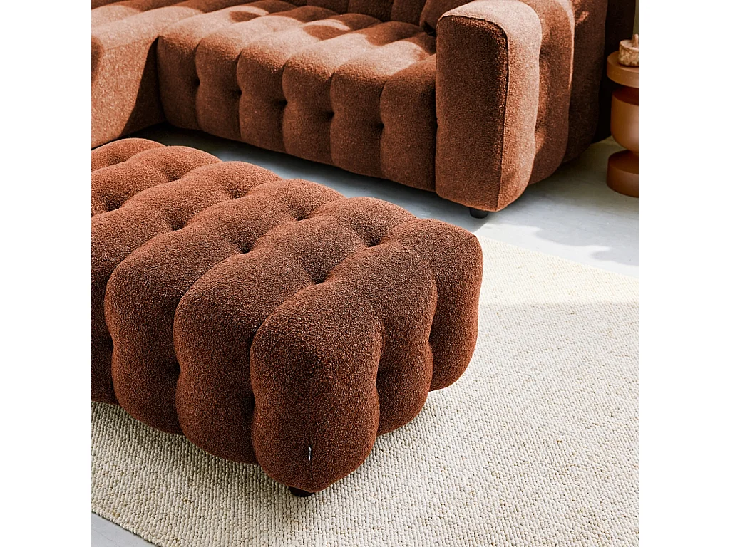 Puff, reposapiés para sofá de 3 plazas leon borreguito texturizada
