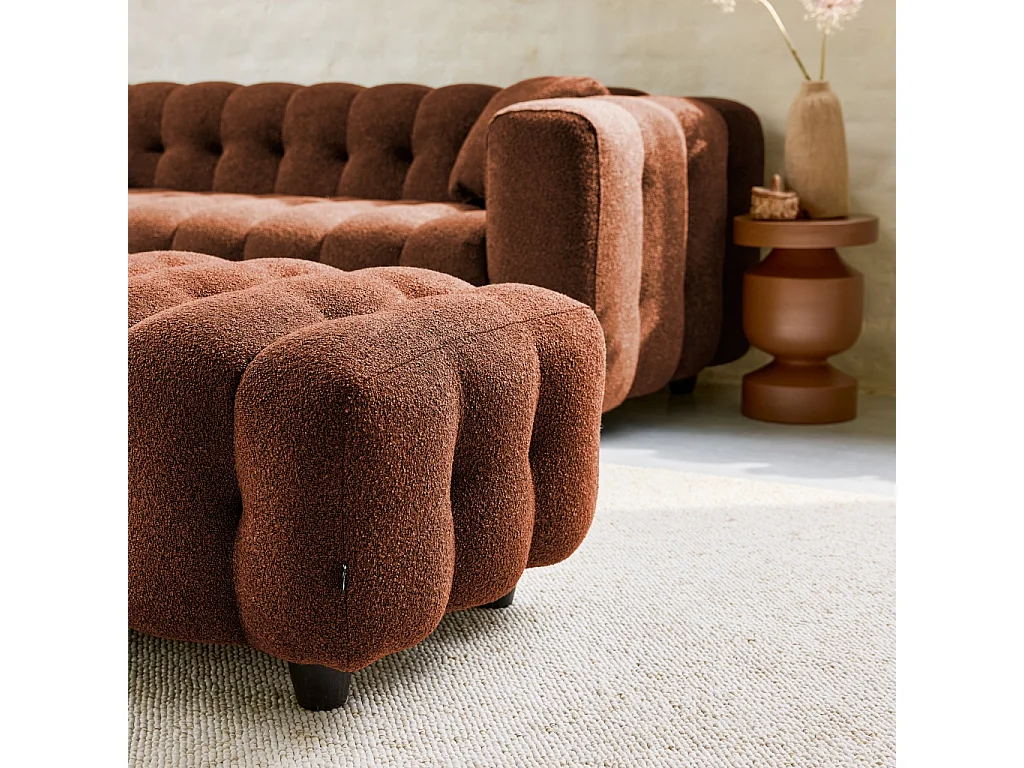 Puff, reposapiés para sofá de 3 plazas leon borreguito texturizada