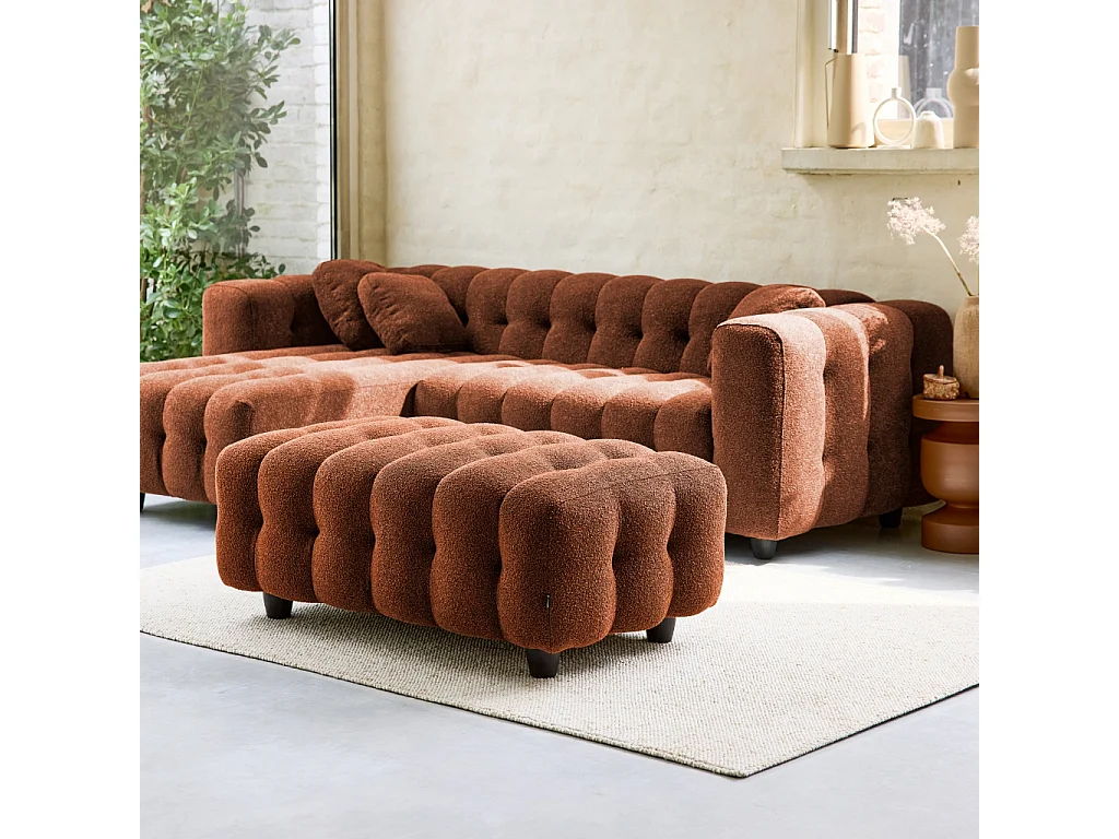 Pouf, poggiapiedi per divano 3 posti leon bouclé testurizzato,