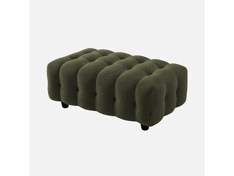 Pouf, poggiapiedi per divano 3 posti leon bouclé testurizzato, verde