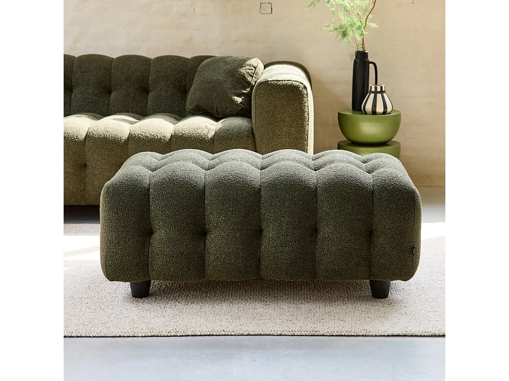 Pouf, poggiapiedi per divano 3 posti leon bouclé testurizzato, verde