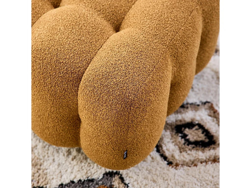 Pouf. module pour canapé. repose-pieds pour canapé 2 places en bouclette texturée moutarde L 69 x P 59 x H 48cm - Leon