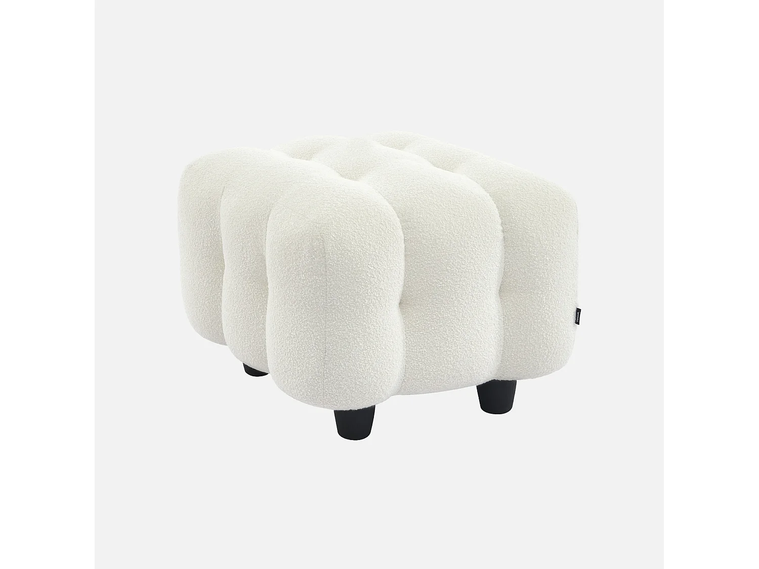 Pouf. module pour canapé. repose-pieds pour canapé 2 places en bouclette texturée crème L 69 x P 59 x H 48cm - Leon