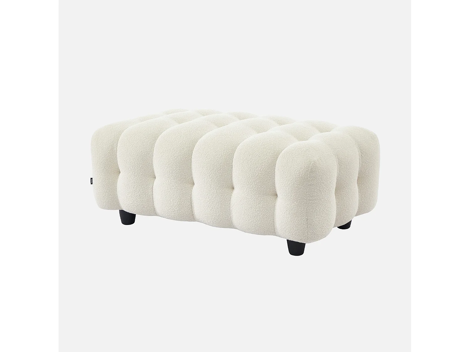 Pouf. module pour canapé. repose-pieds pour canapé d'angle 3 places en bouclette texturée crème L 115 x P 70 x H 48cm - Leon