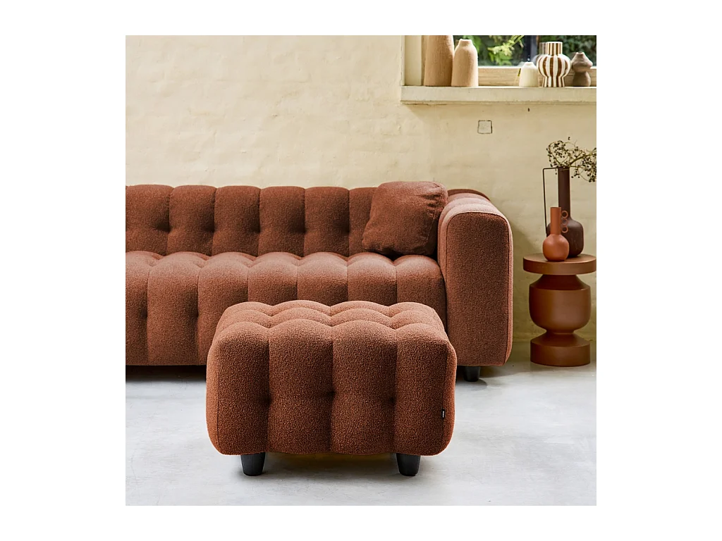 Pouf, poggiapiedi per divano 3 posti leon bouclette strutturato,