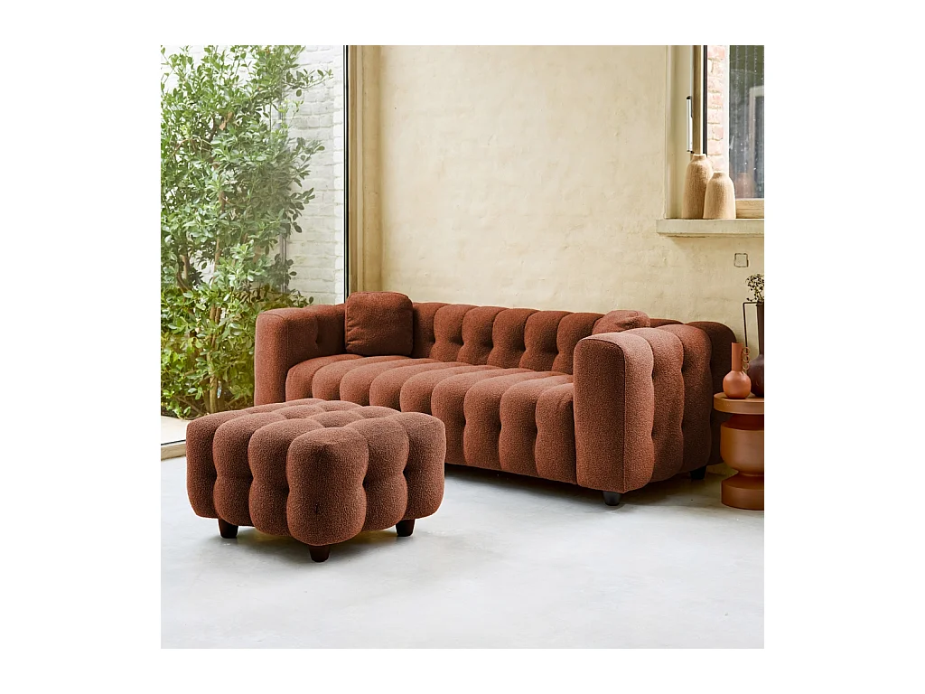 Pouf, poggiapiedi per divano 3 posti leon bouclette strutturato,