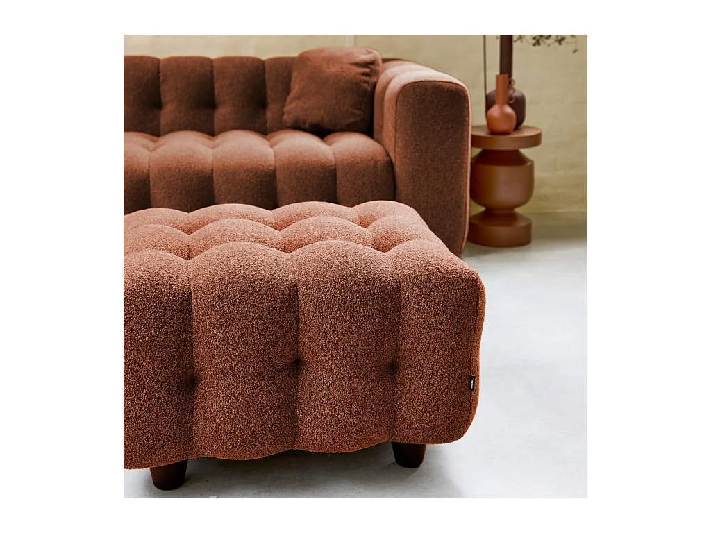 Pouf, poggiapiedi per divano 3 posti leon bouclette strutturato,