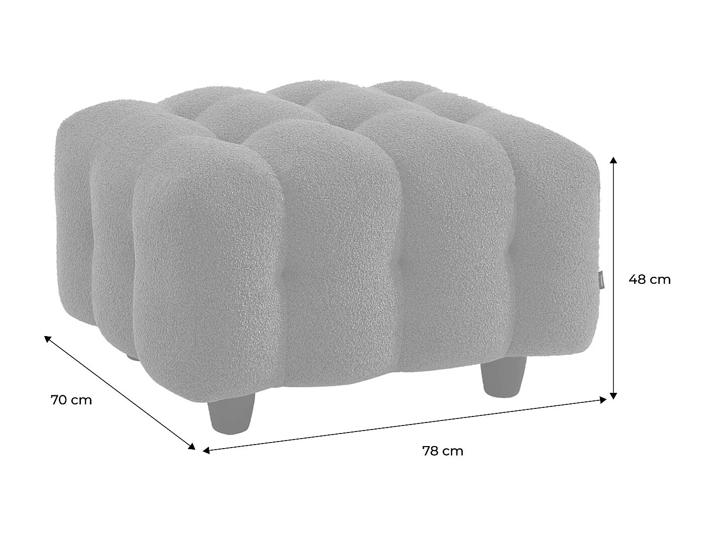 Pouf. module pour canapé. repose-pieds pour canapé 3 places en bouclette texturée terracotta L 69 x P 59 x H 48cm - Leon