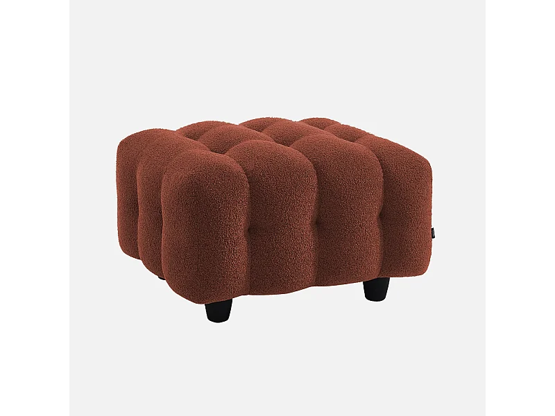Pouf. module pour canapé. repose-pieds pour canapé 3 places en bouclette texturée terracotta L 69 x P 59 x H 48cm - Leon
