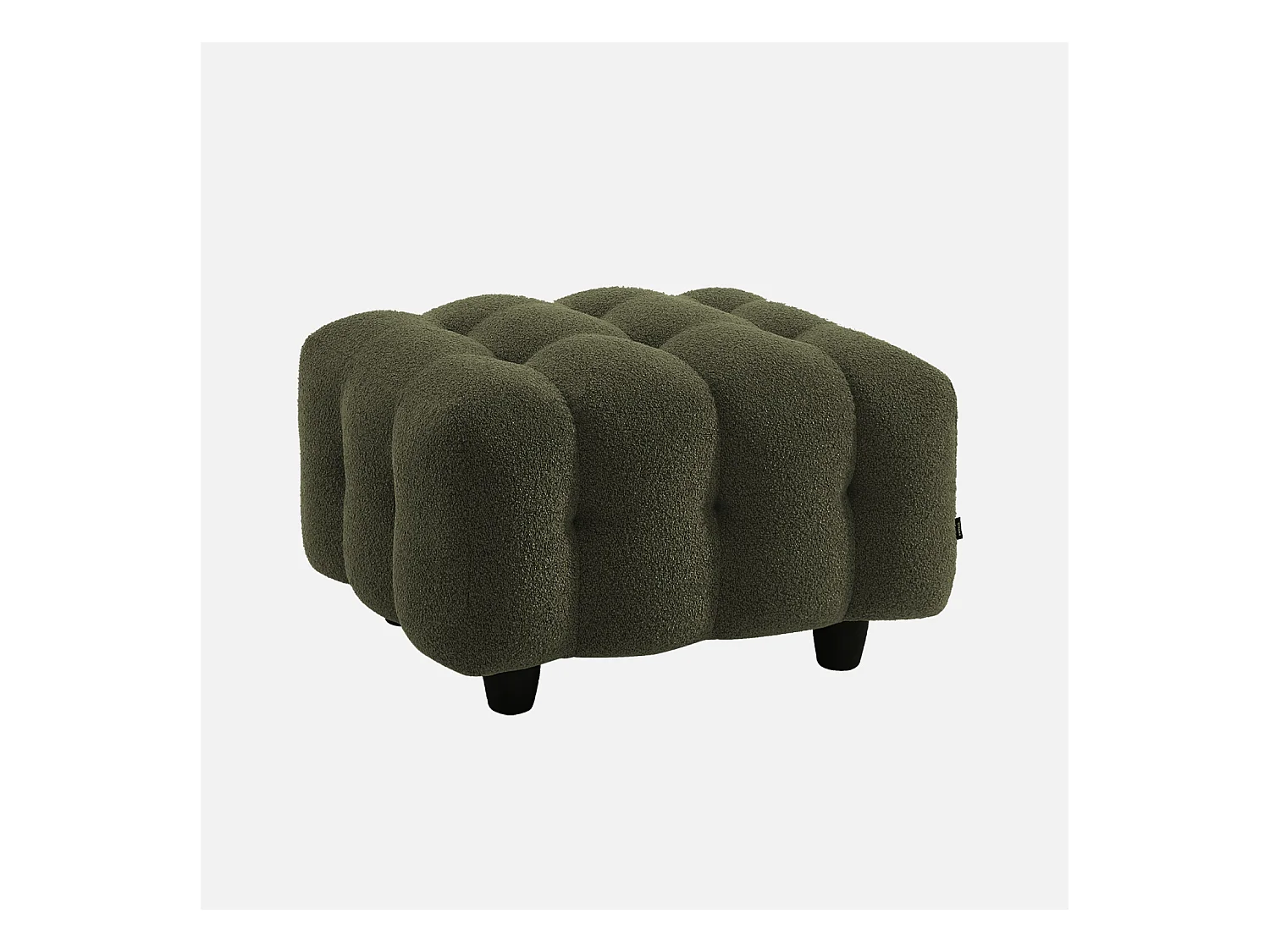 Pouf. module pour canapé. repose-pieds pour canapé 3 places en bouclette texturée kaki L 69 x P 59 x H 48cm - Leon