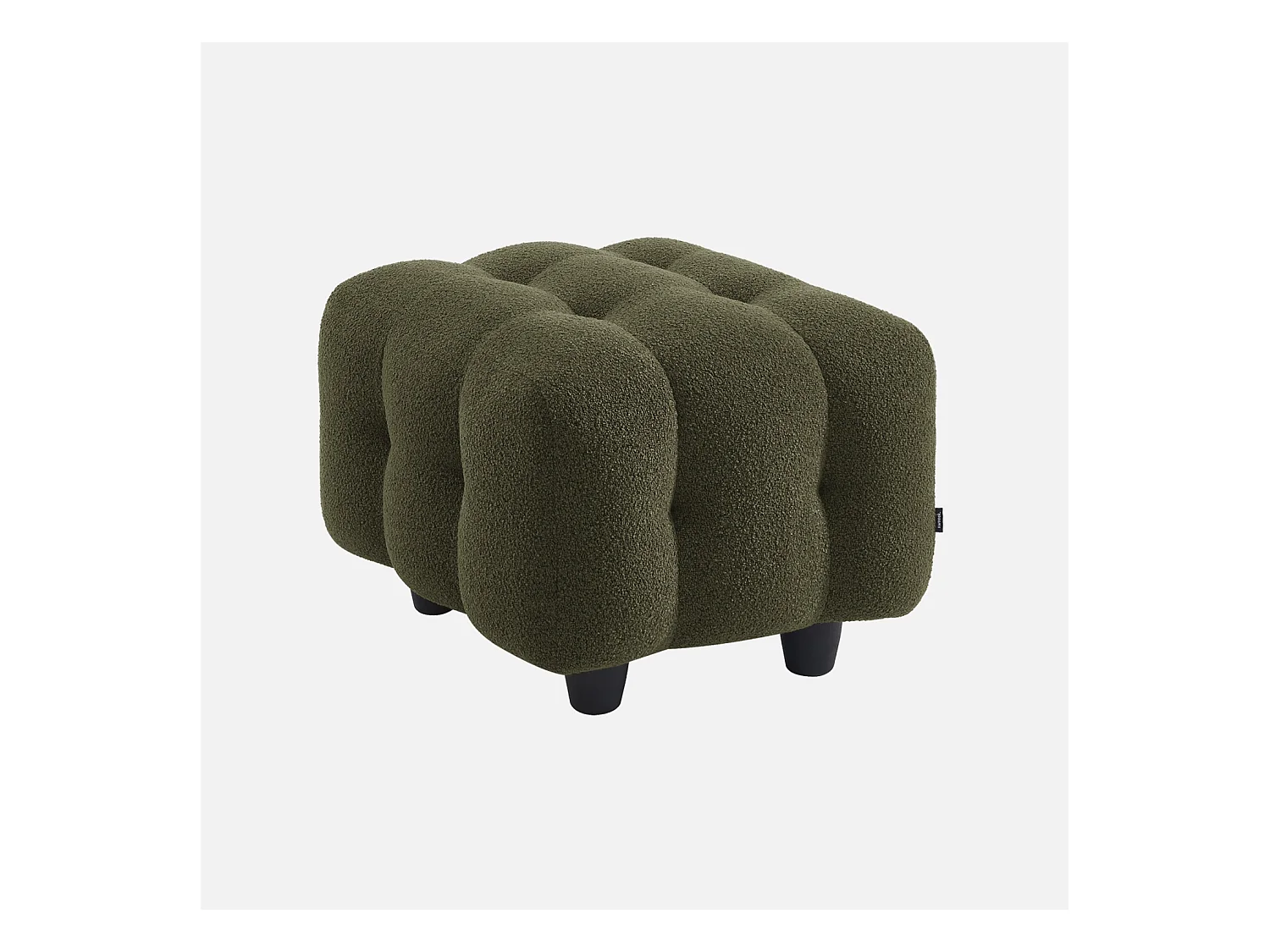 Pouf. module pour canapé. repose-pieds pour canapé 2 places en bouclette texturée kaki L 69 x P 59 x H 48cm - Leon