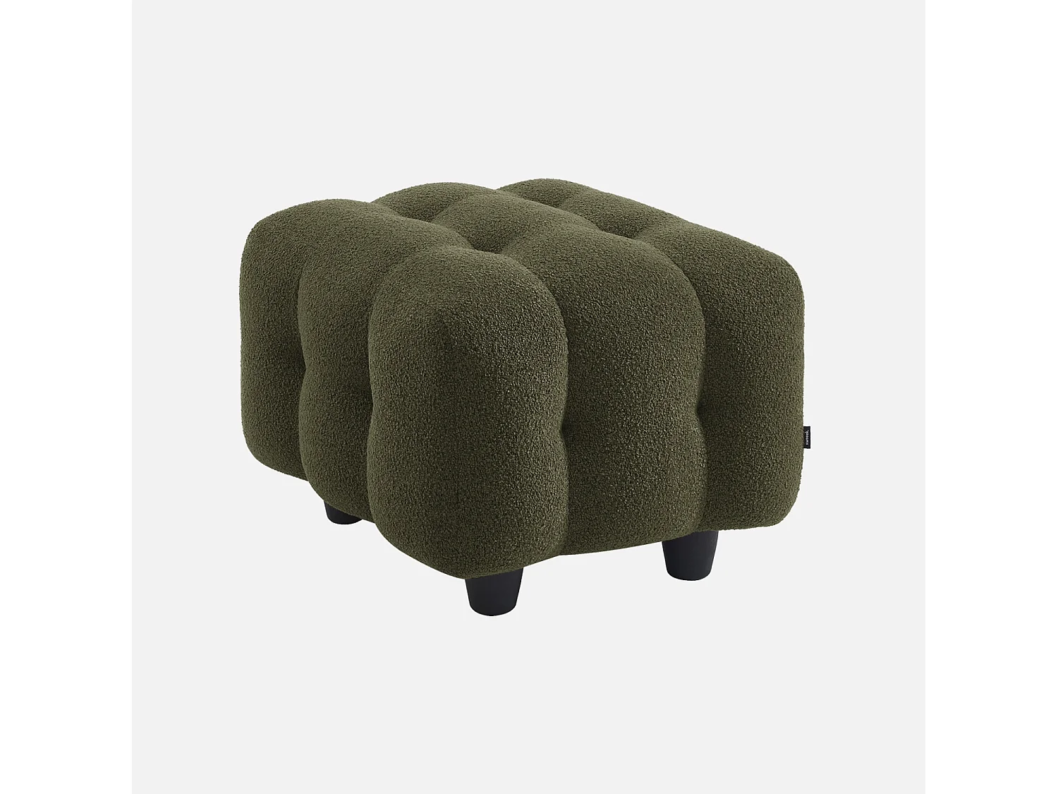 Pouf, poggiapiedi bouclé strutturata per divano a 2 posti, verde kaki