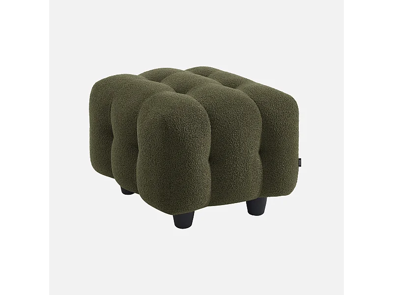 Puff, reposapiés para sofá 2 plazas leon borreguito texturizada verde