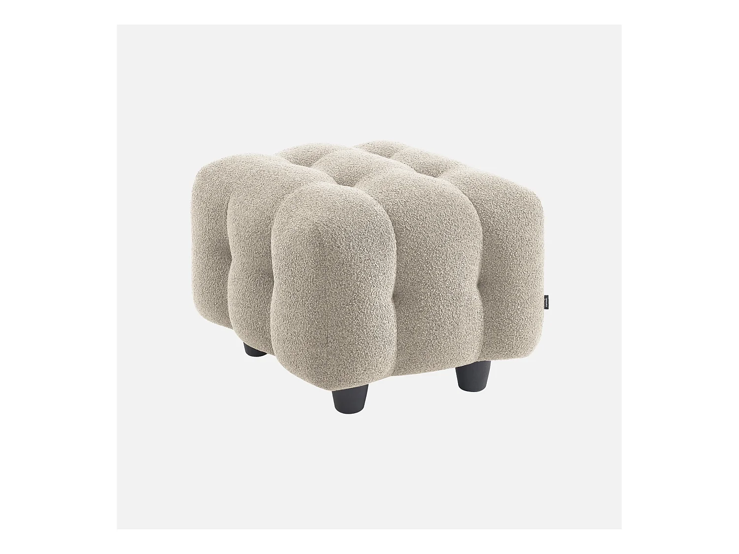 Pouf. module pour canapé. repose-pieds pour canapé 2 places en bouclette texturée beige L 69 x P 59 x H 48cm - Leon