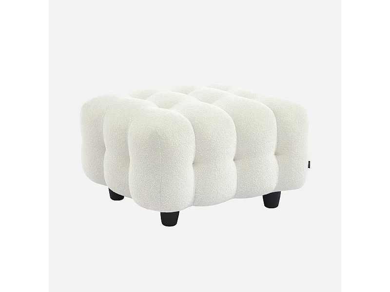 Pouf, poggiapiedi per divano 3 posti leon bouclette strutturato, crema