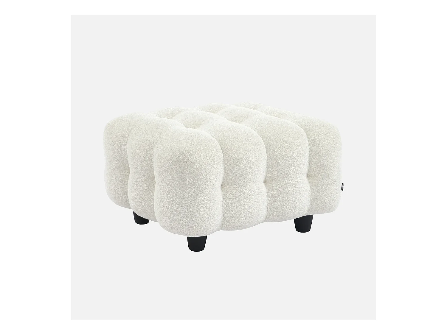 Pouf. module pour canapé. repose-pieds pour canapé 3 places en bouclette texturée crème L 69 x P 59 x H 48cm - Leon