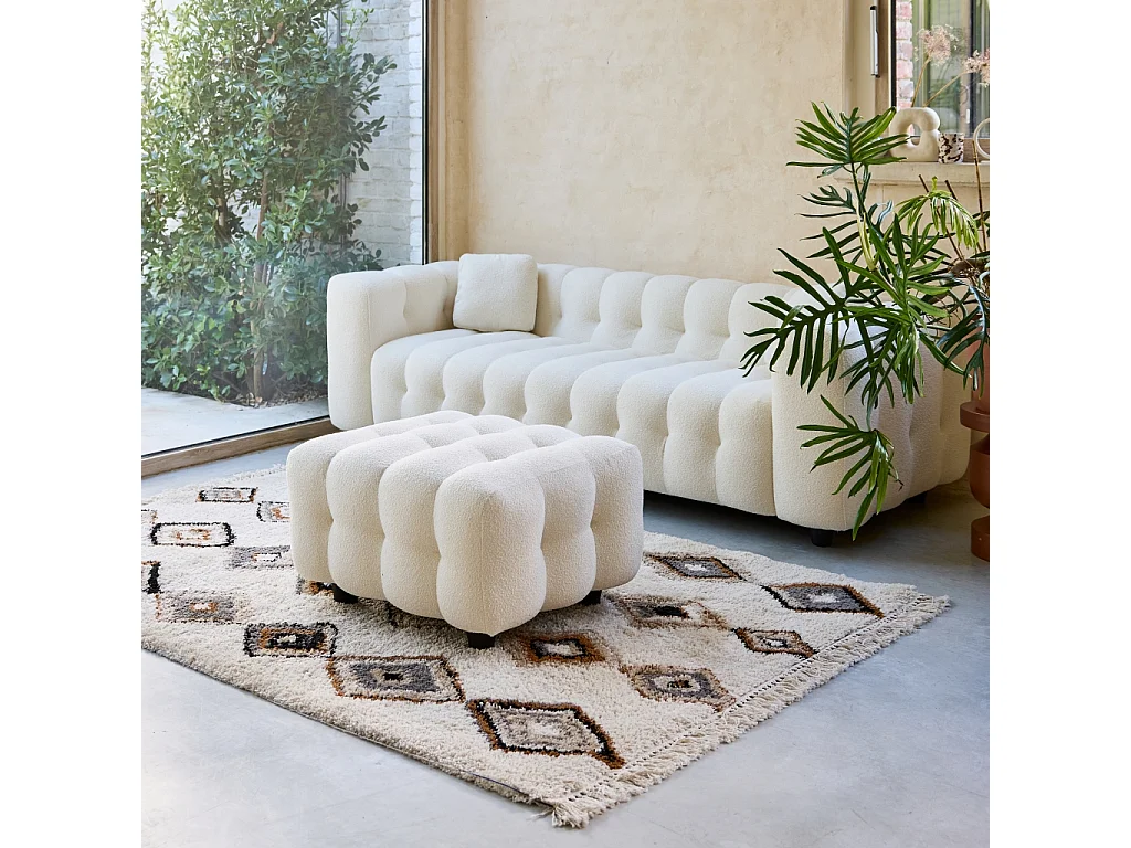 Puff, reposapiés para sofá de 3 plazas leon borreguito texturizada