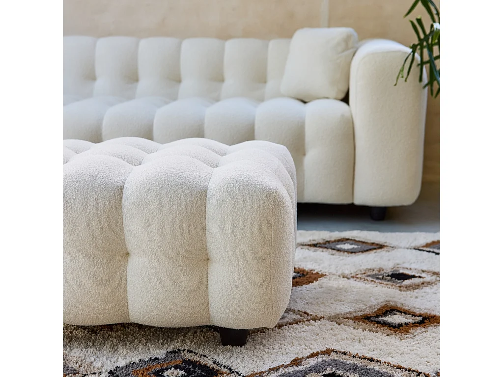 Puff, reposapiés para sofá de 3 plazas leon borreguito texturizada