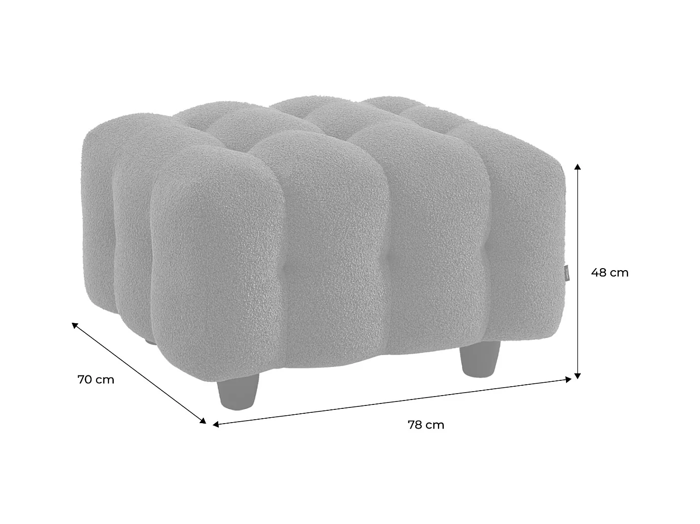 Pouf, poggiapiedi per divano 3 posti leon bouclette strutturato, beige