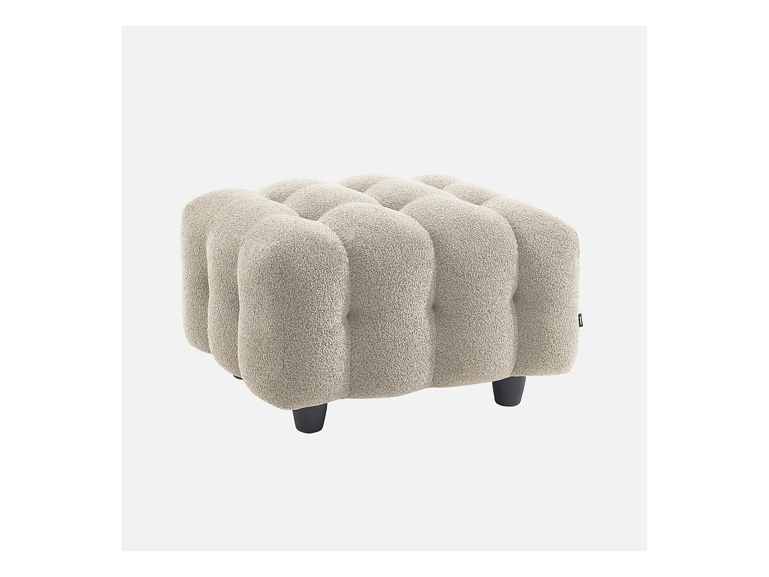 Pouf. module pour canapé. repose-pieds pour canapé 3 places en bouclette texturée beige L 69 x P 59 x H 48cm - Leon