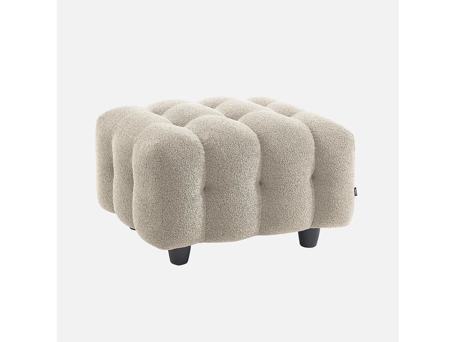 Pouf. module pour canapé. repose-pieds pour canapé 3 places en bouclette texturée beige L 69 x P 59 x H 48cm - Leon